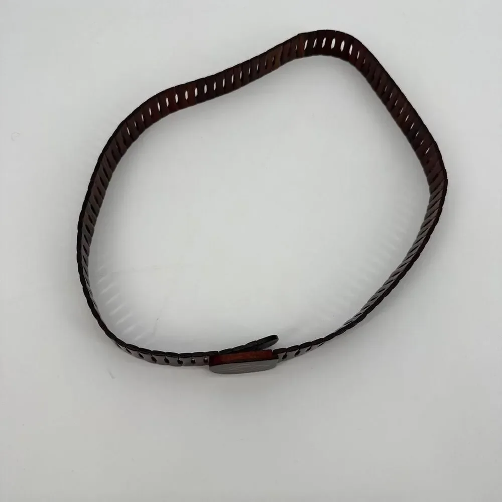 Vintage Wood Inlay Click Belt Diamond Size S-M Boho Western